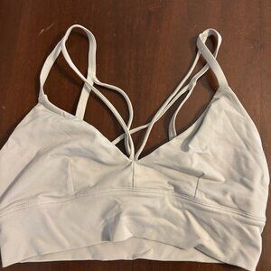 ALO Yoga Strappy Sports Bra, Size S, Silvery Gray